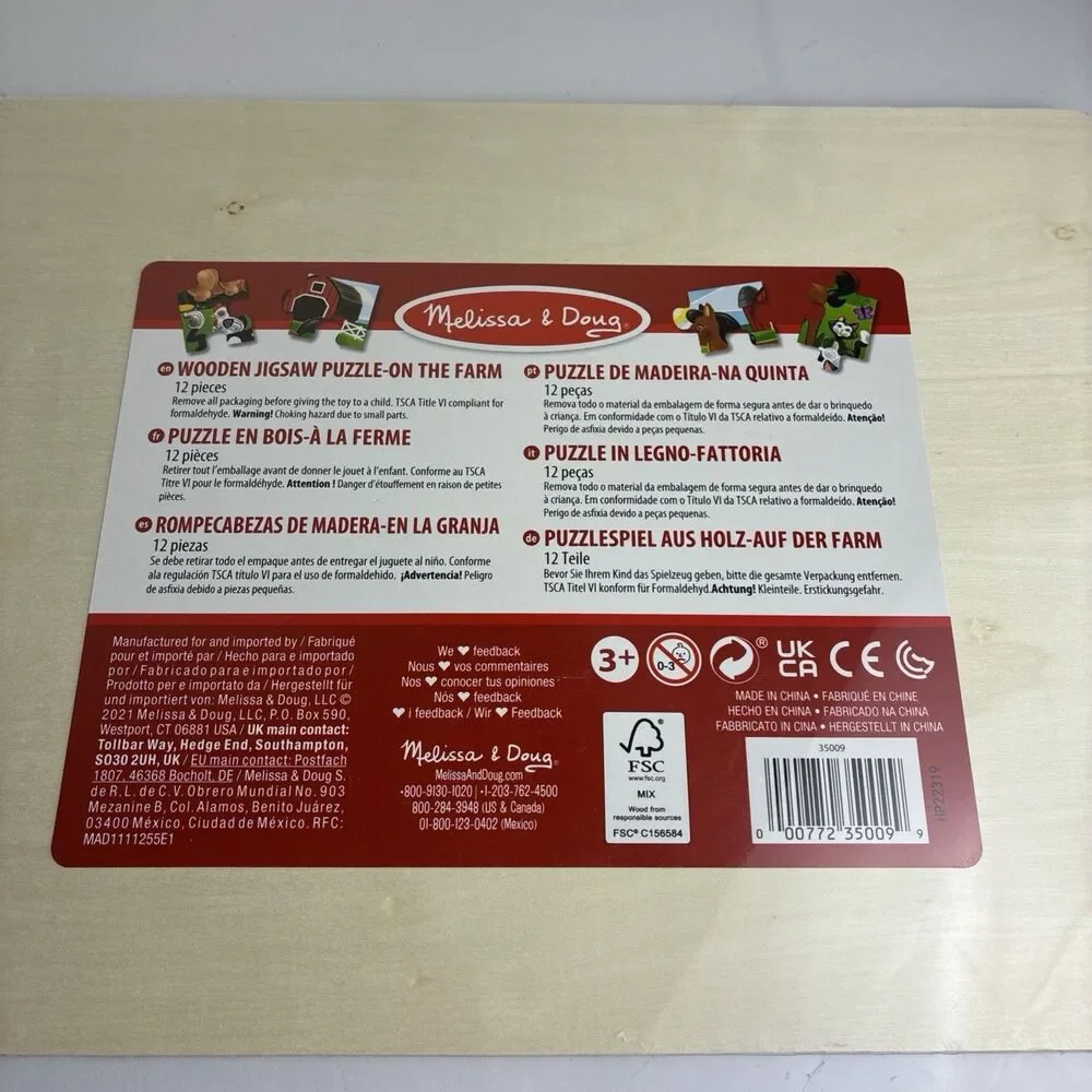 Melissa & Doug Wooden Jigsaw Puzzle On the Farm